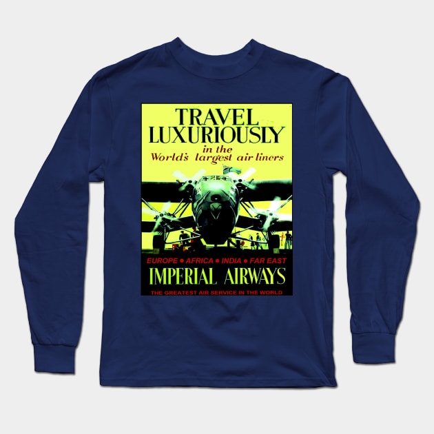 Imperial Airways Flying Travel Print Long Sleeve T-Shirt by posterbobs